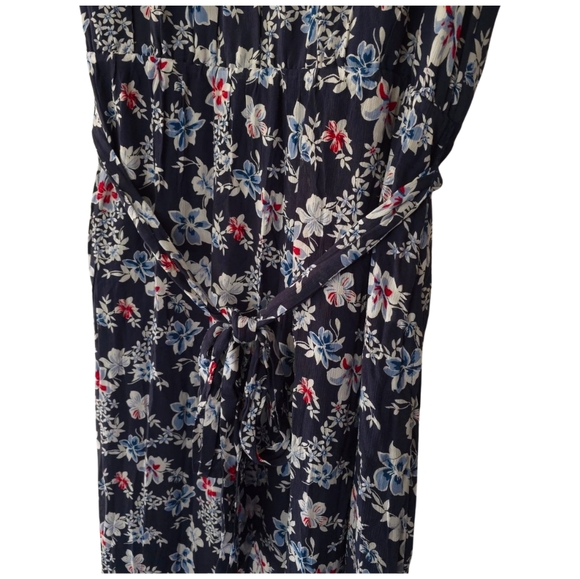 J. Jill New With Tags Women's Blue Floral V Neck Short Sleeve Maxi Dress 4X - Picture 4 of 11